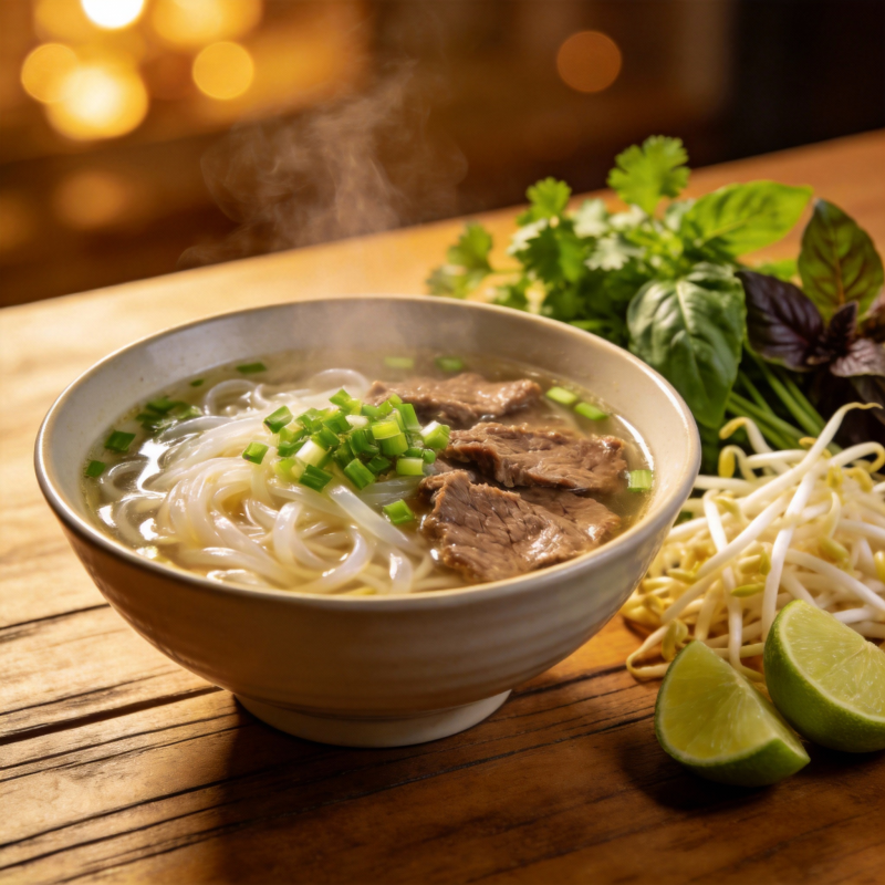 热腾腾的牛肉粉汤图片