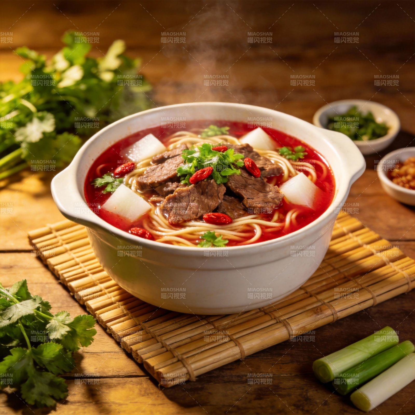 热腾腾牛肉面图片