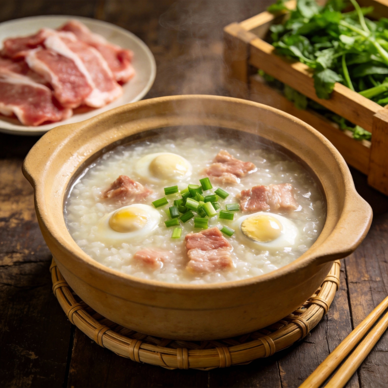 热气腾腾的咸粥图片