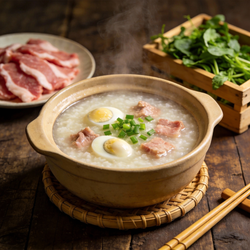 热腾腾的肉粥图片