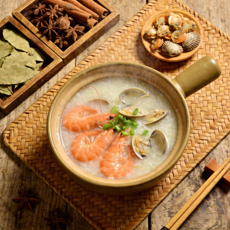 海鲜粥配香料图片