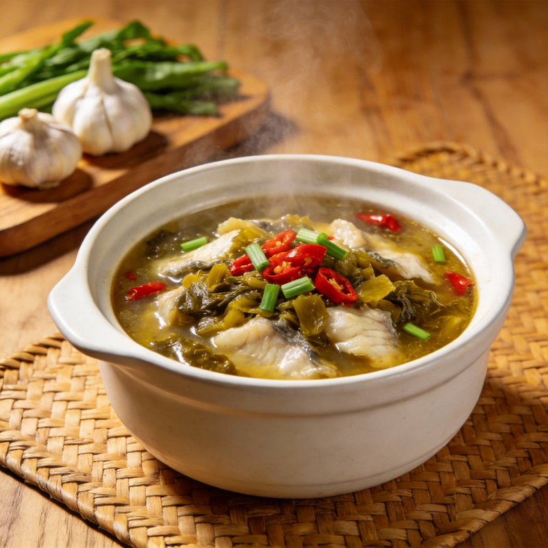 酸菜鱼汤热腾腾图片