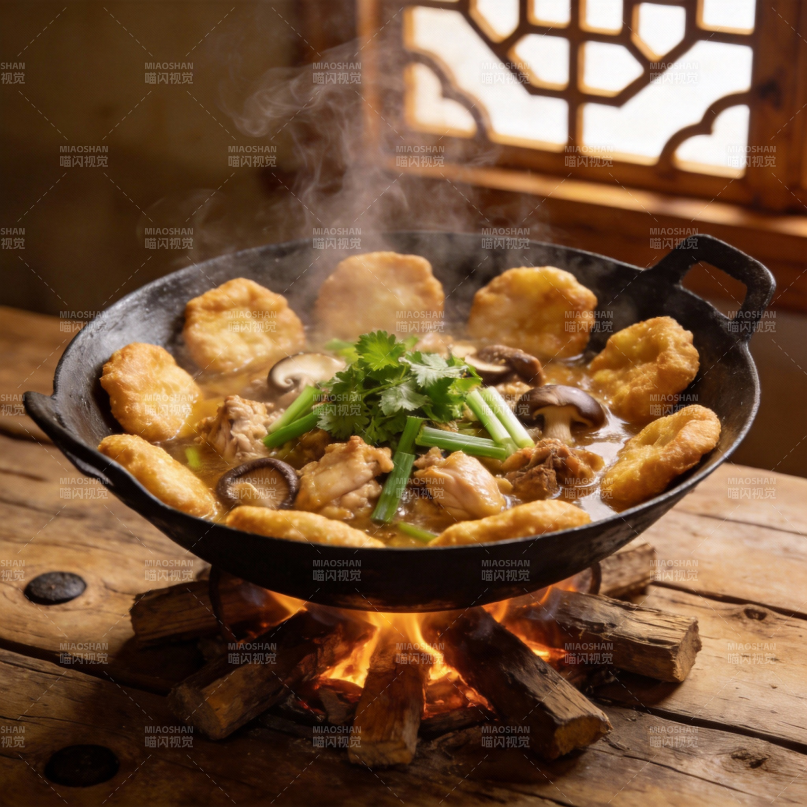 热锅炖菜香气四溢图片