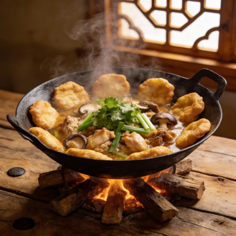 热锅炖菜香气四溢图片