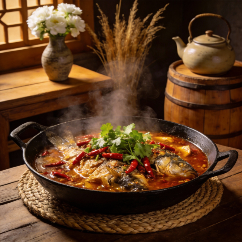 热辣鱼锅香气四溢图片