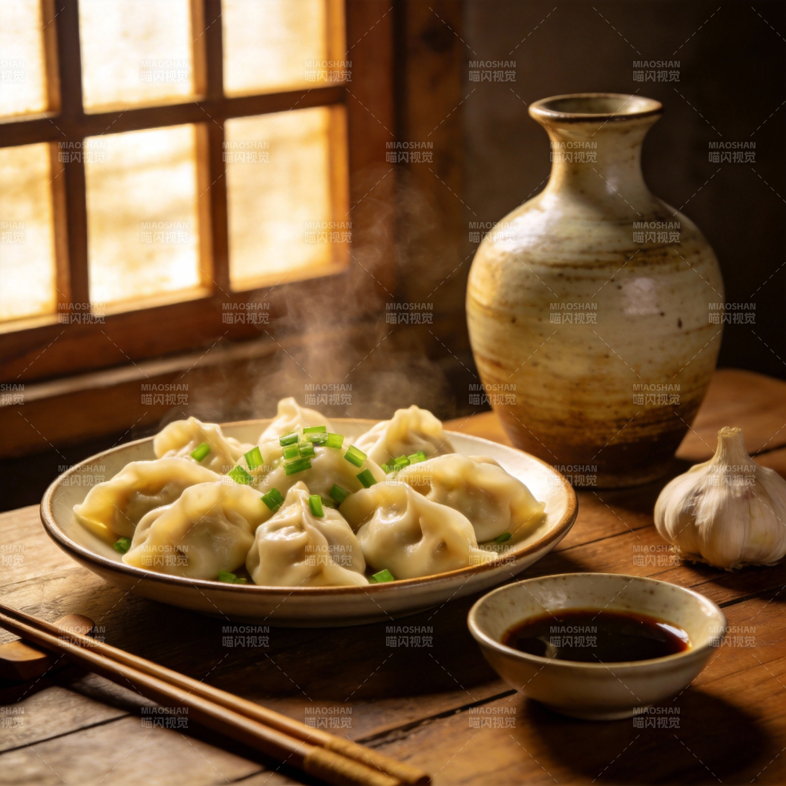 热腾腾的饺子宴图片