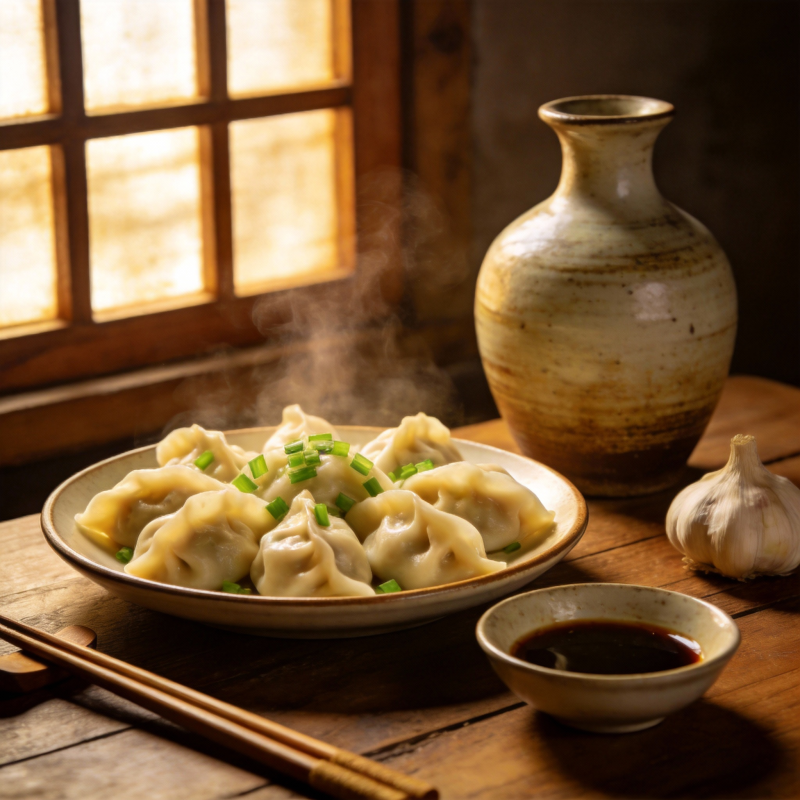 热腾腾的饺子宴图片