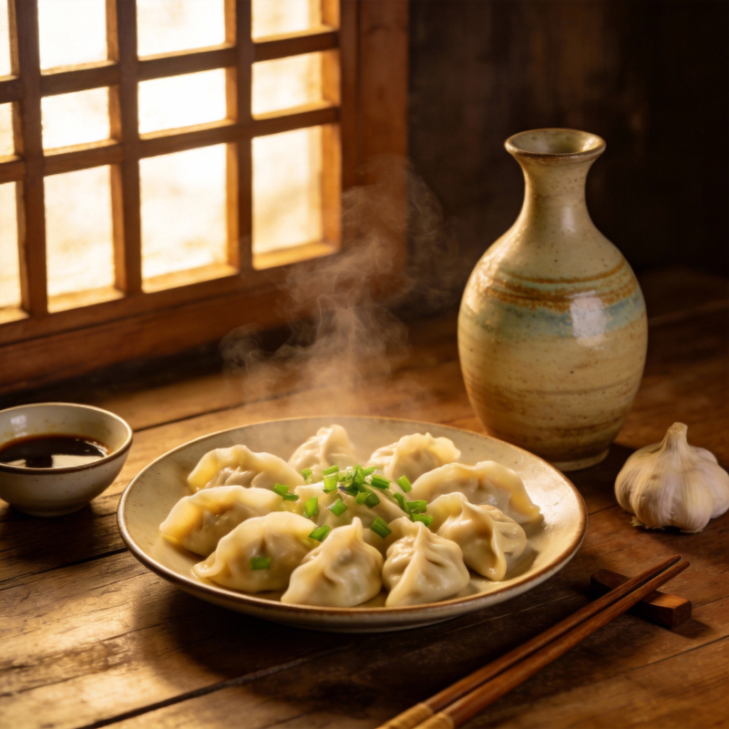 热腾腾的饺子宴图片