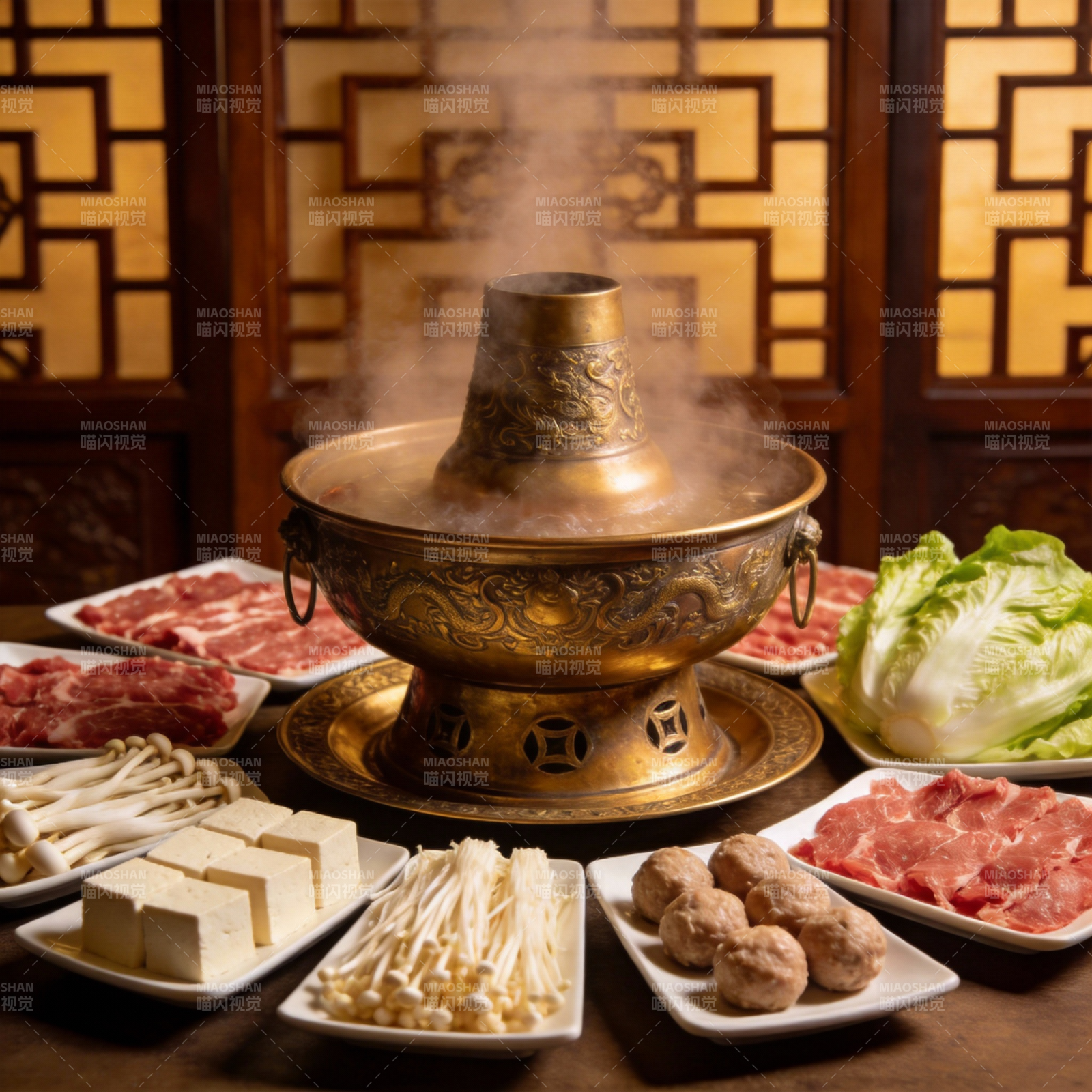 热气腾腾火锅宴图片