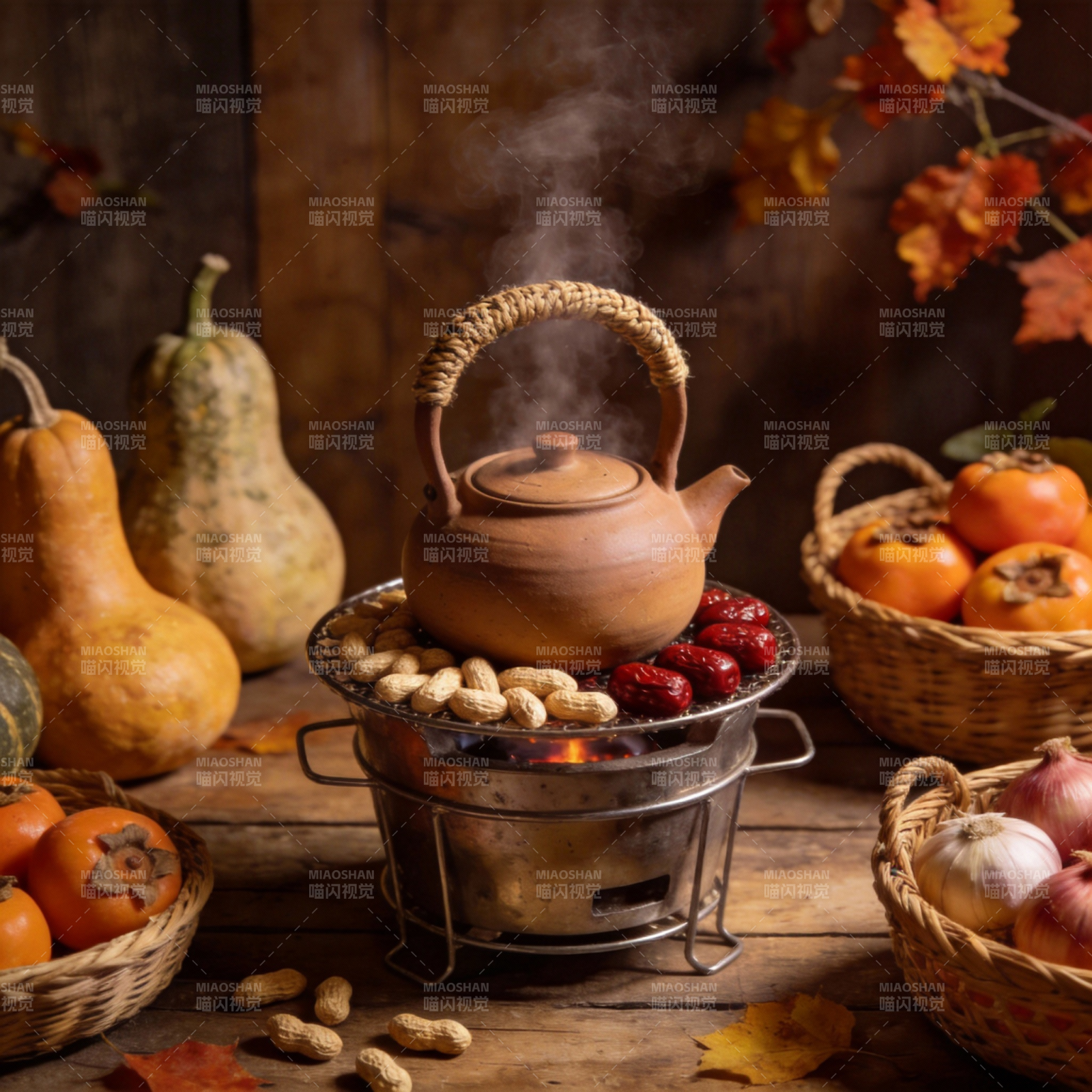 秋日暖茶香图片