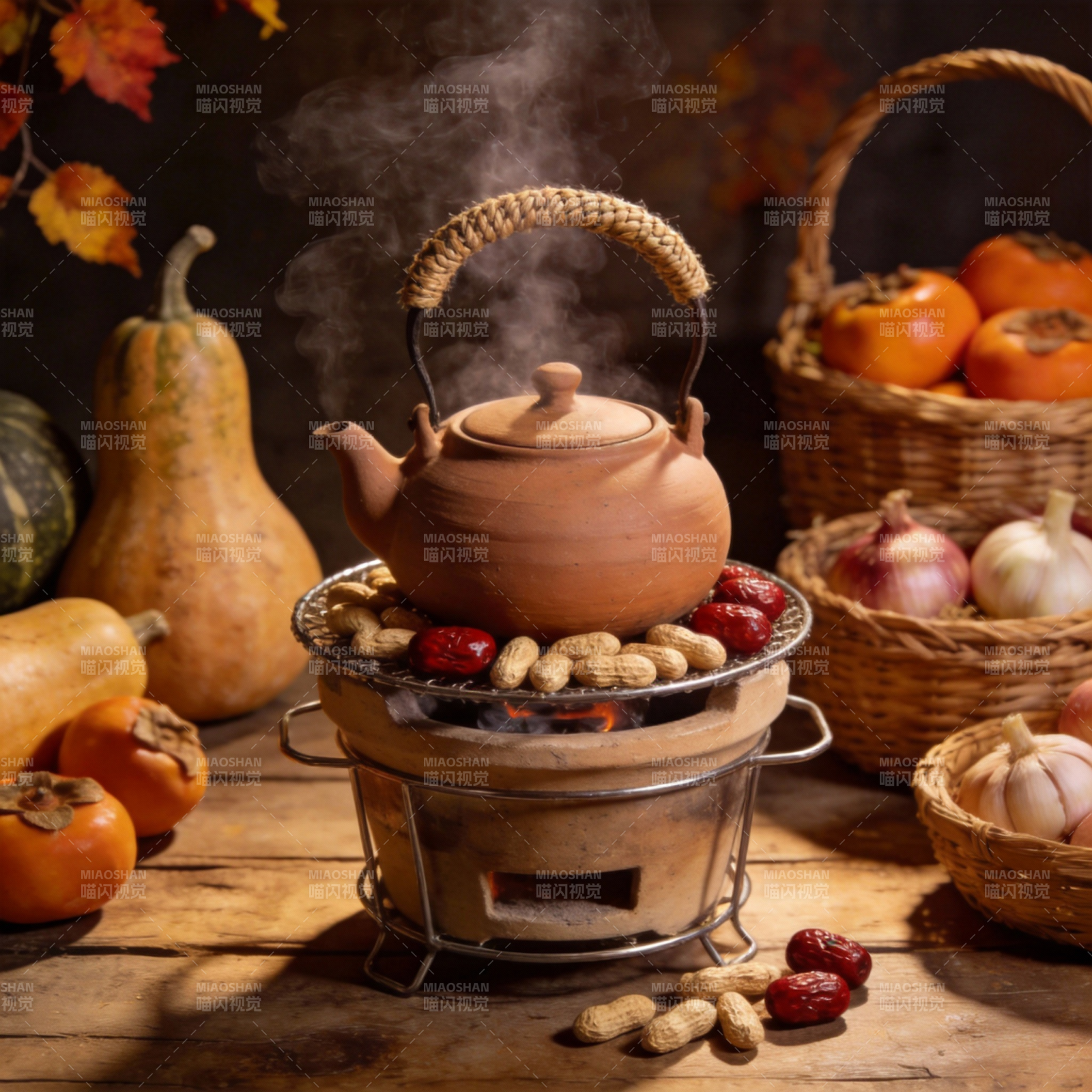 秋日暖茶香图片