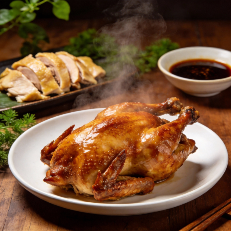 香酥烤鸡 热气腾腾图片