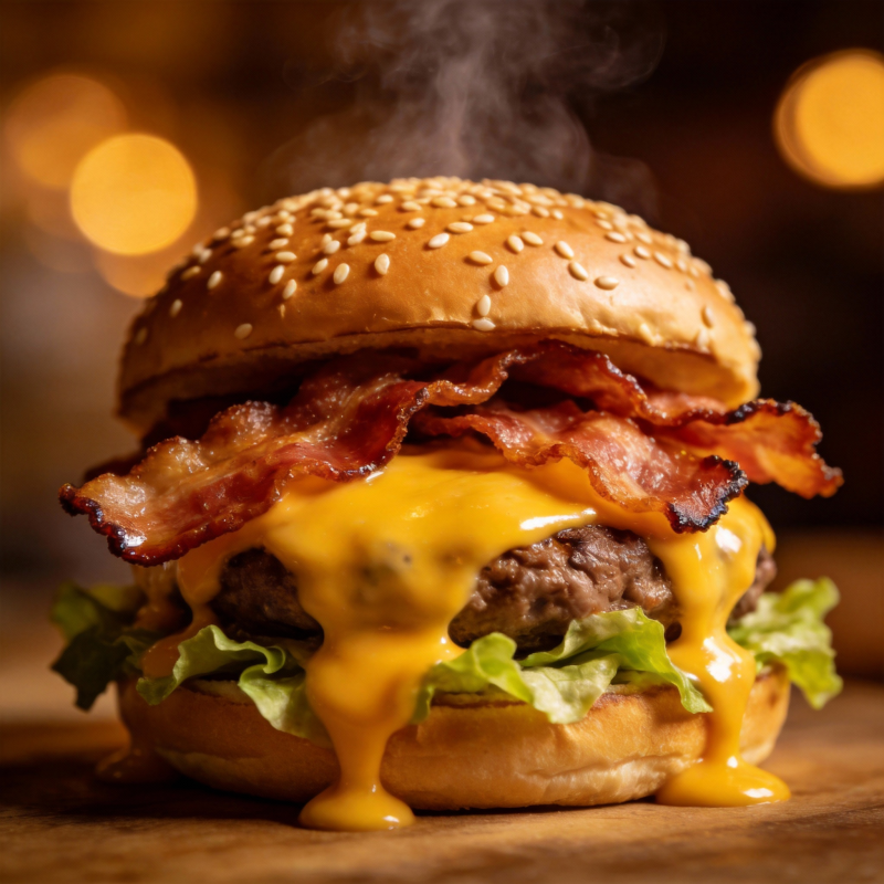 芝士培根汉堡图片