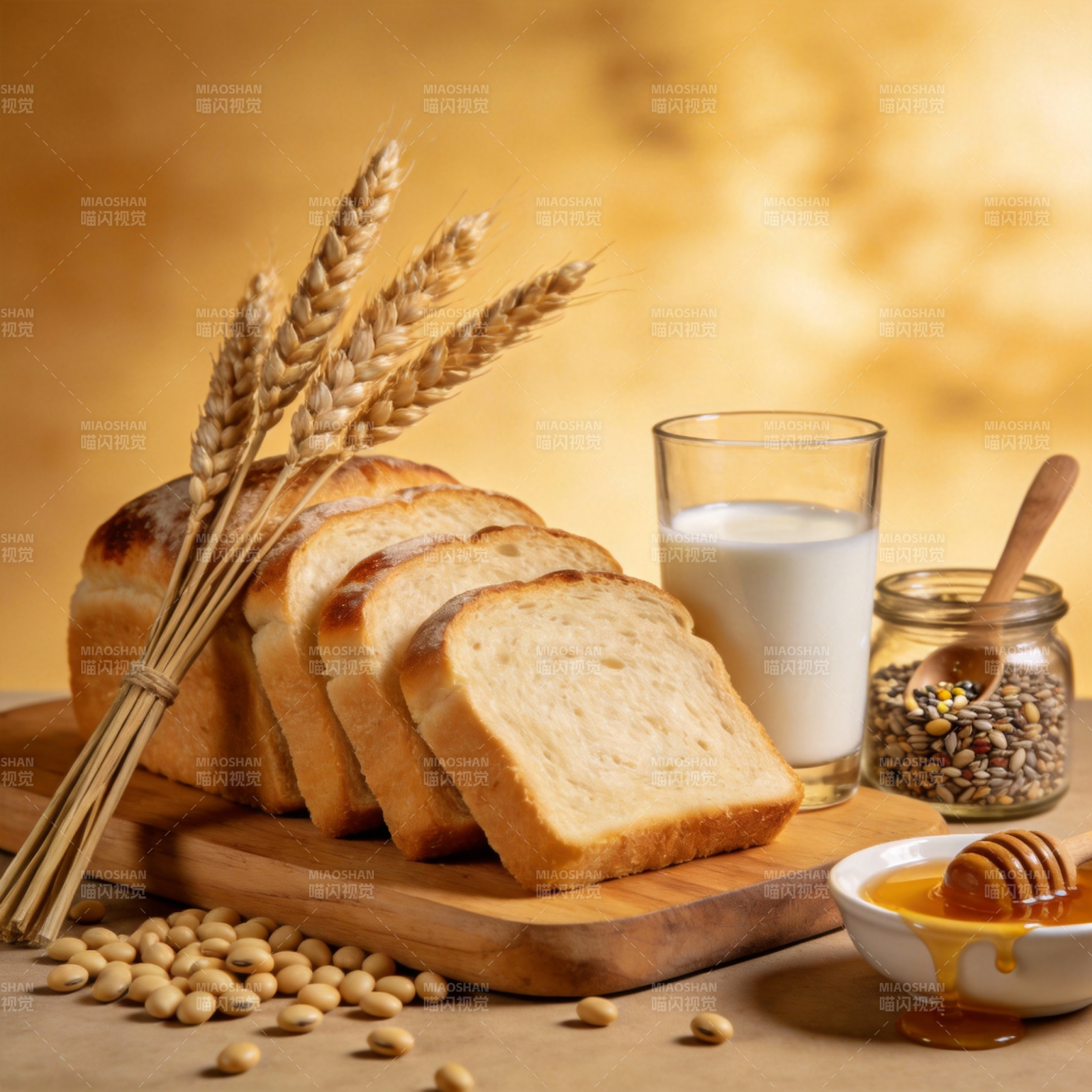 面包与谷物的美味组合图片