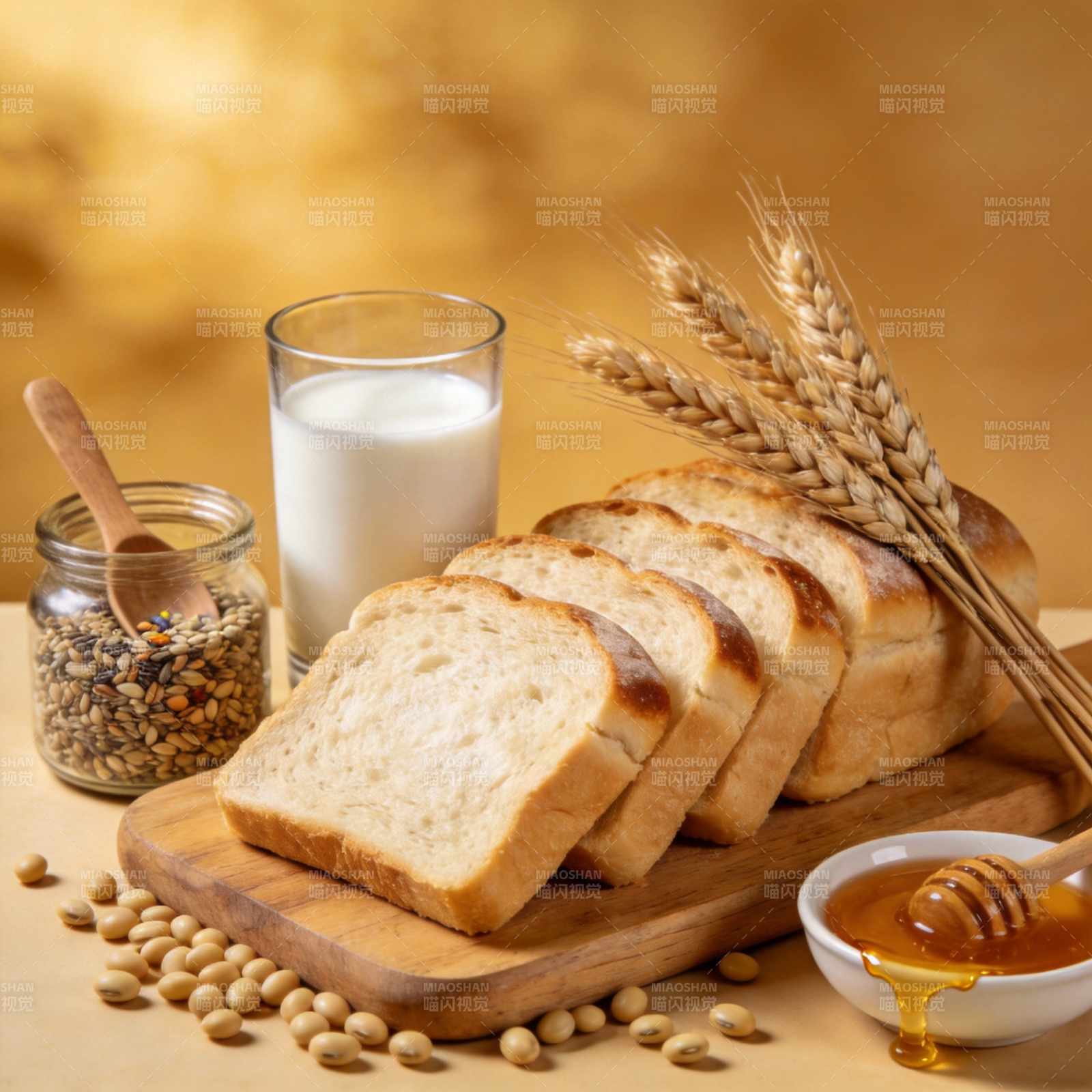 面包与蜂蜜牛奶图片
