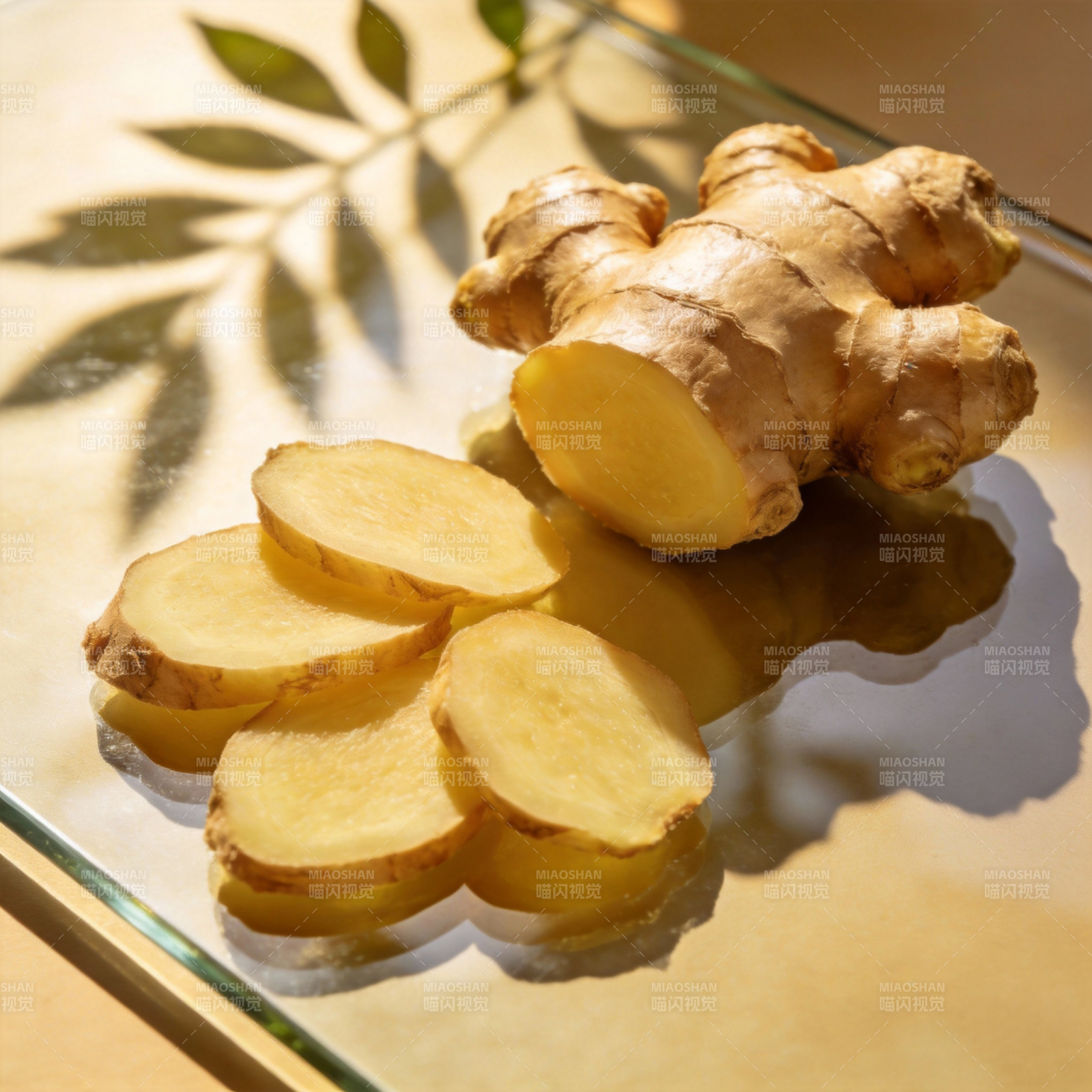 新鲜姜片与姜块图片
