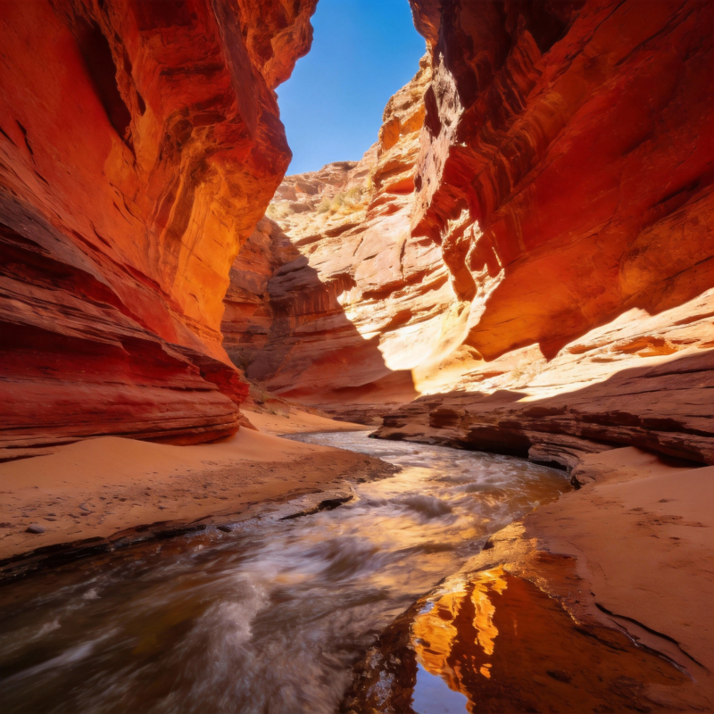 峡谷溪流光影图片