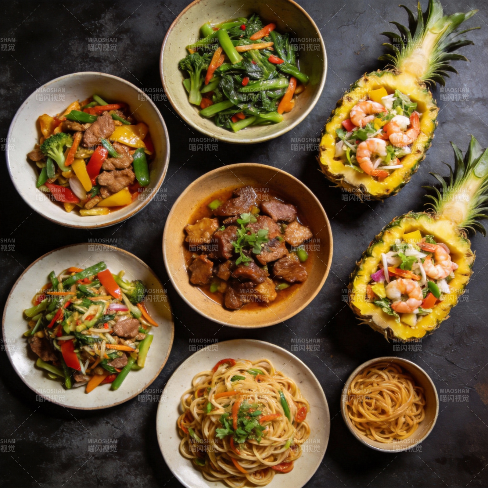 美味中式佳肴拼盘图片