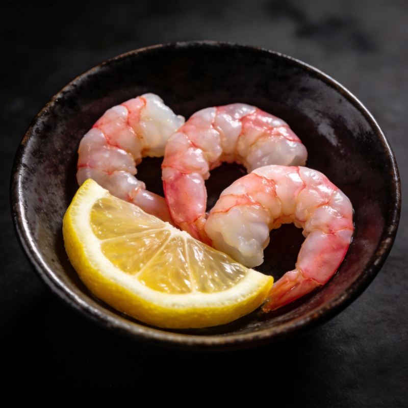 虾仁配柠檬图片