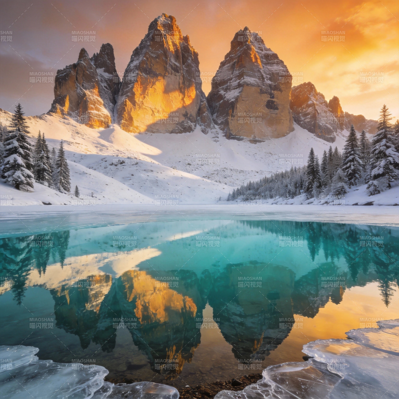 雪山倒影湖光图片