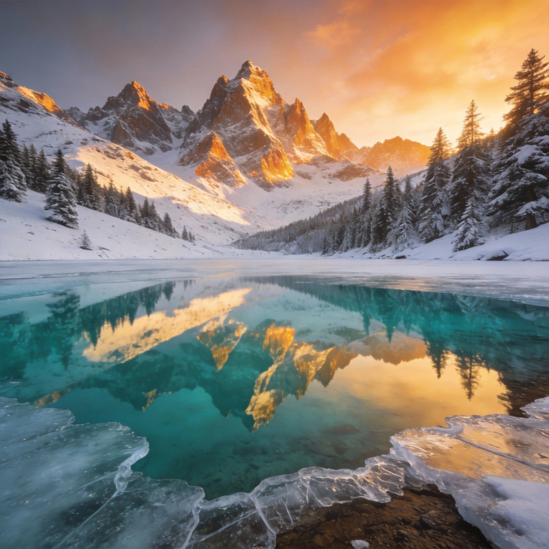 雪山倒影湖光图片