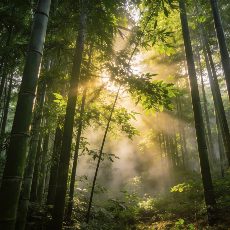 竹林晨光图片
