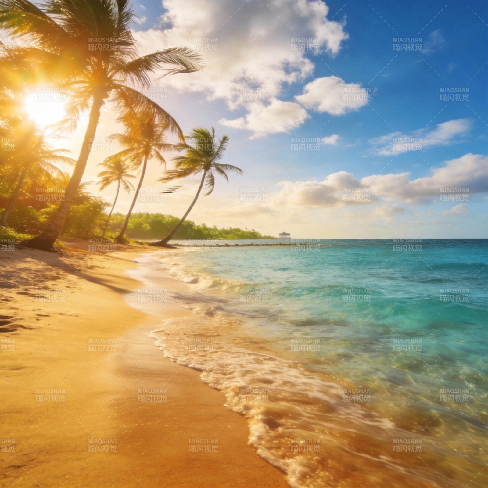 热带海滩日出图片