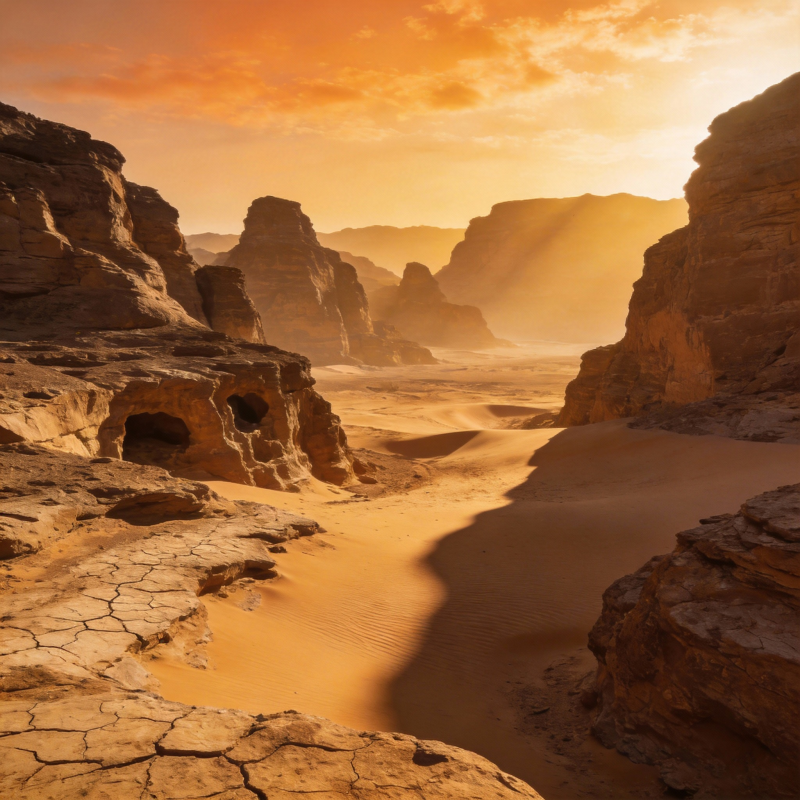 沙漠日落峡谷图片