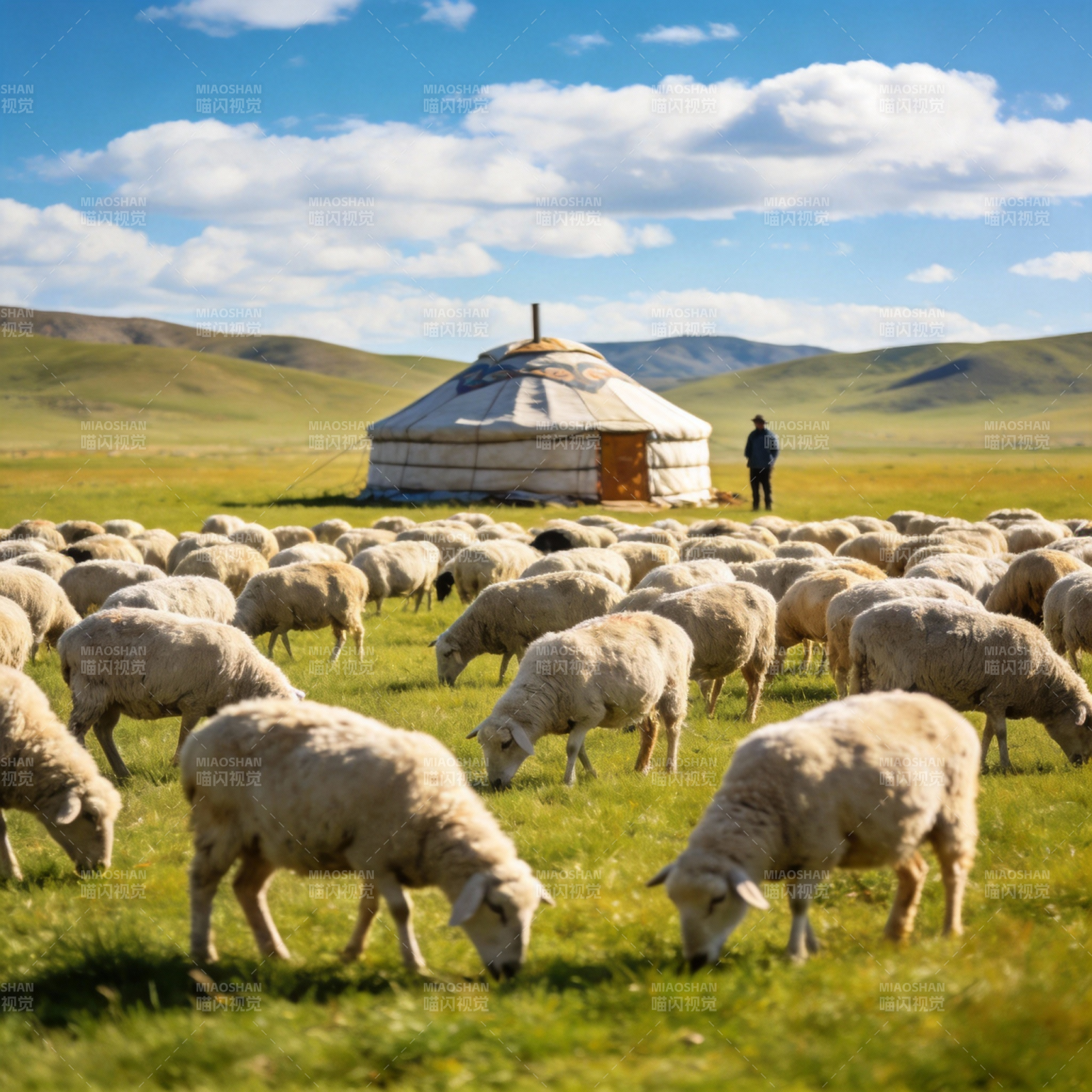 草原牧羊图图片