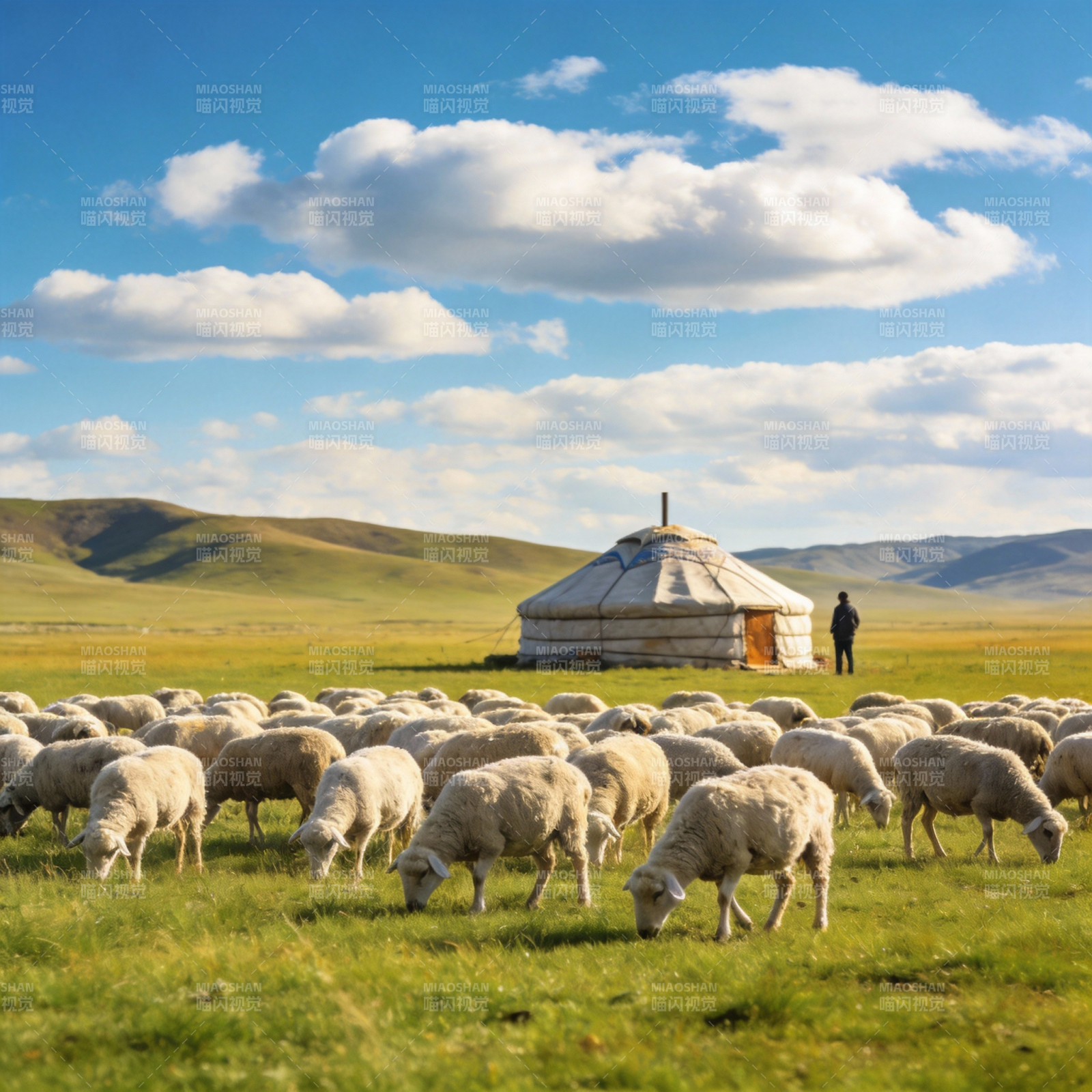 草原牧羊图图片