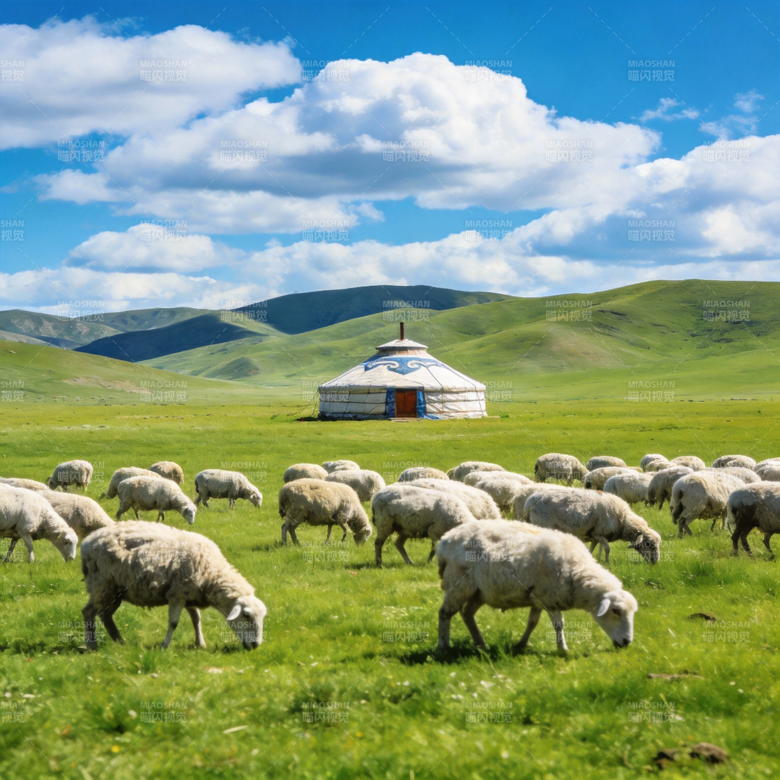 草原牧羊图图片