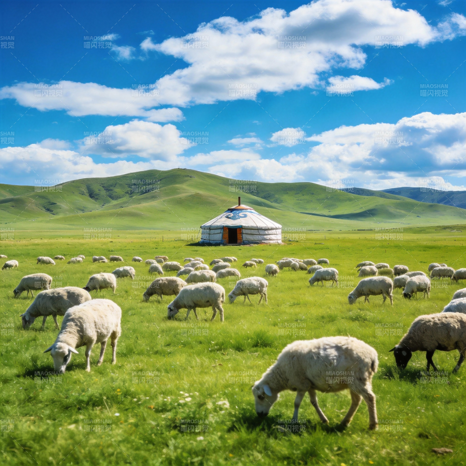 草原牧羊图图片