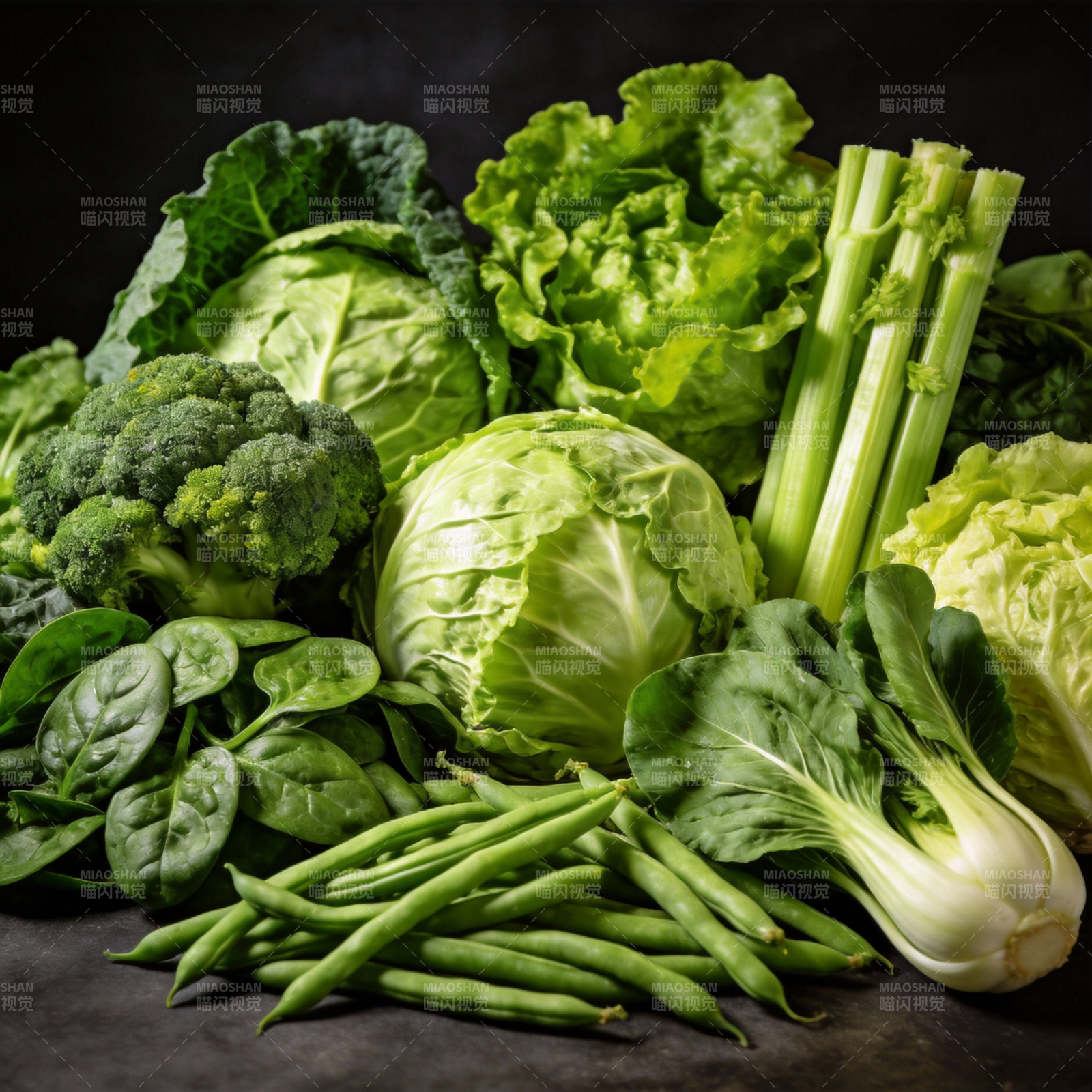 新鲜绿叶蔬菜拼盘图片