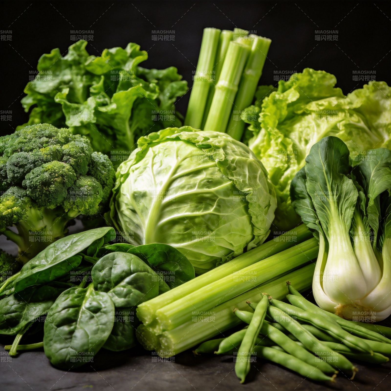 新鲜绿蔬拼盘图片