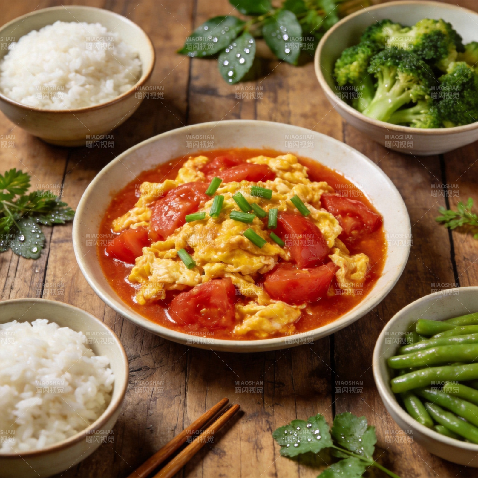 番茄炒蛋配米饭图片
