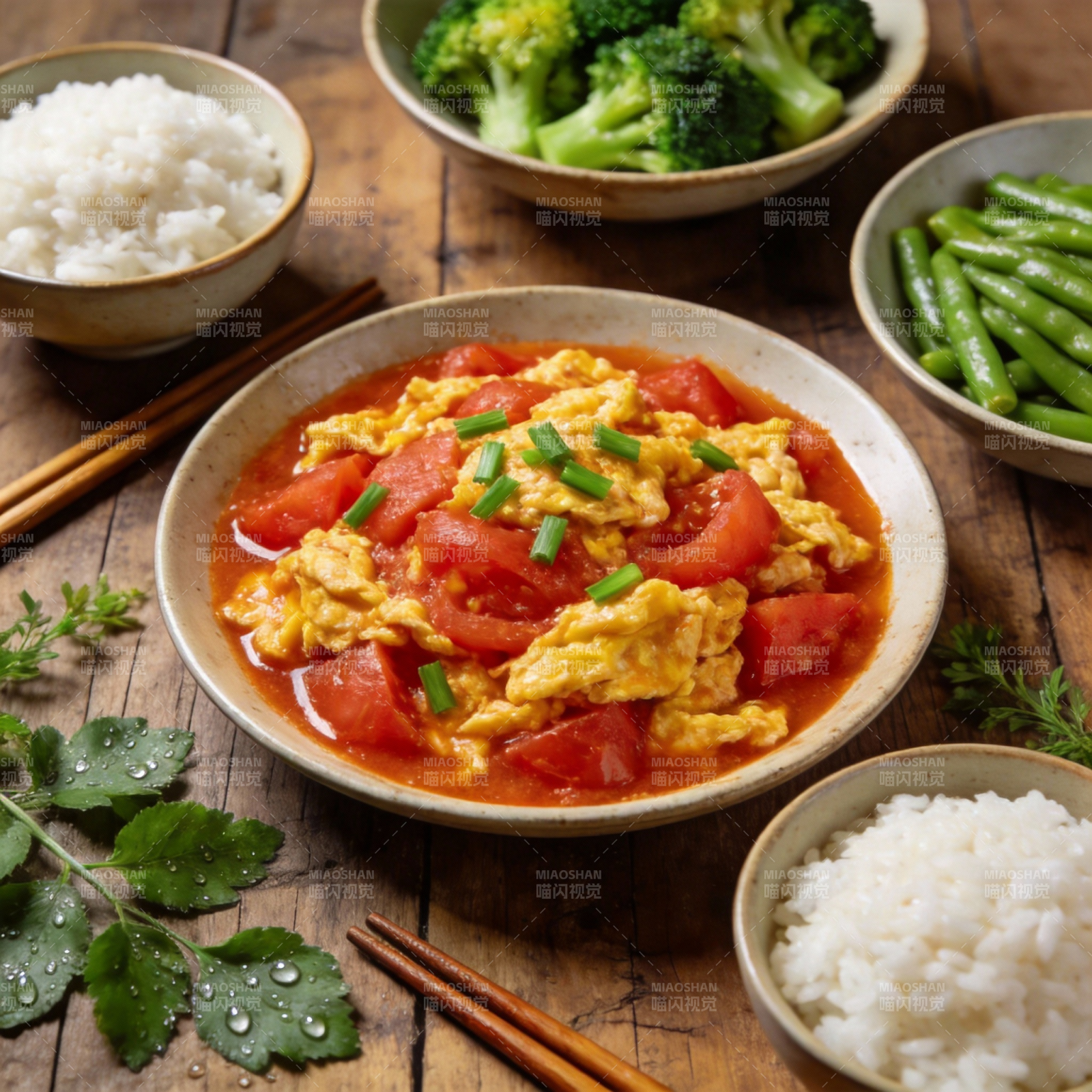 番茄炒蛋配米饭图片