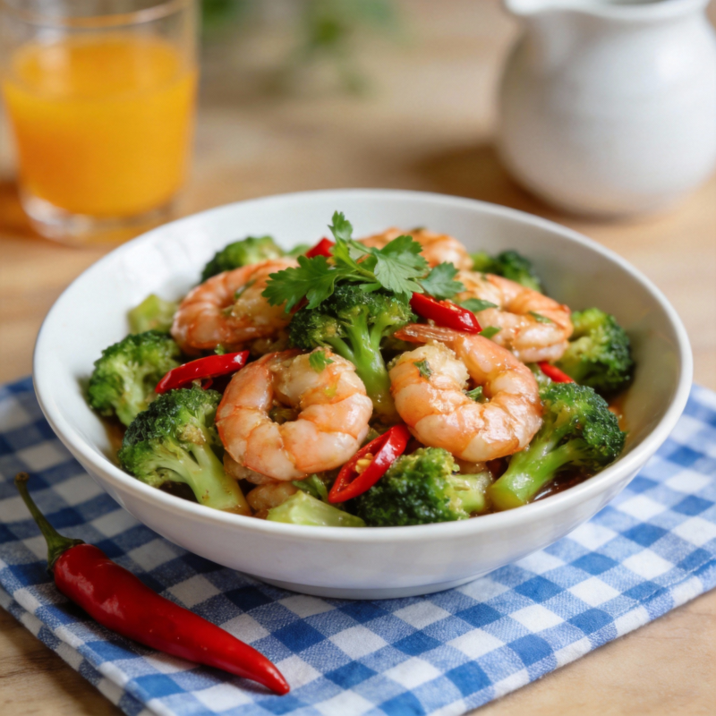 虾仁炒西兰花图片