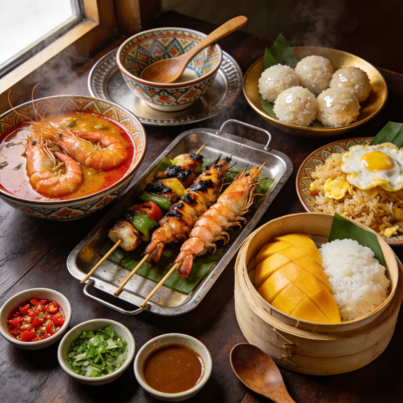 美味泰式料理拼盘图片