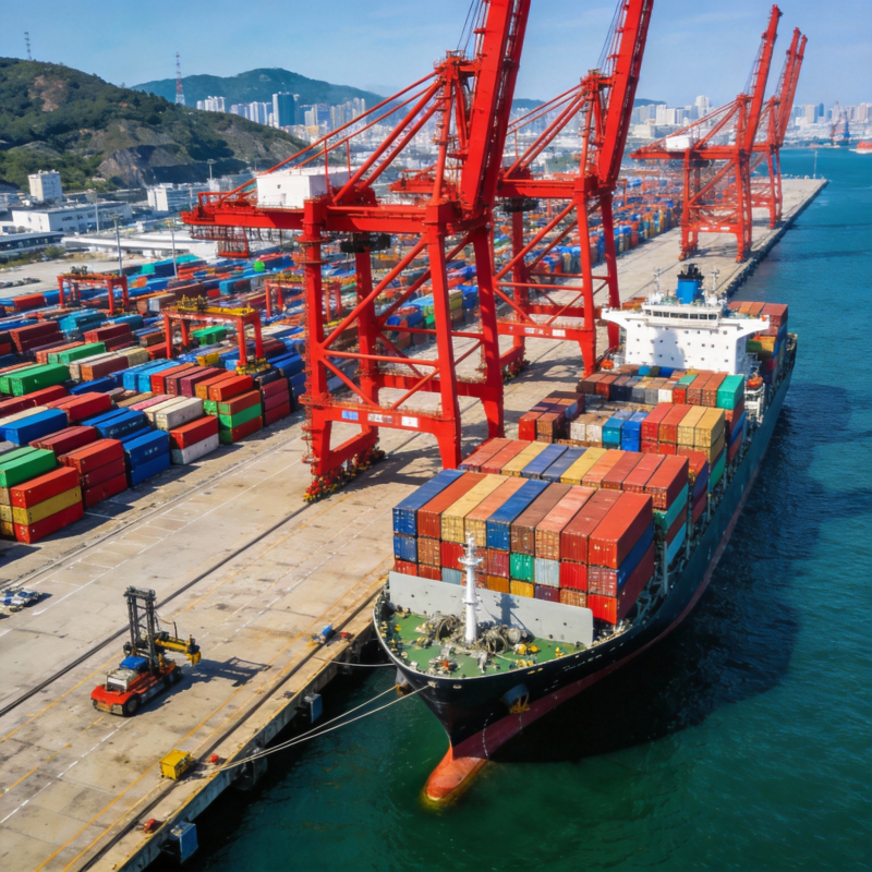 繁忙港口集装箱装卸图片