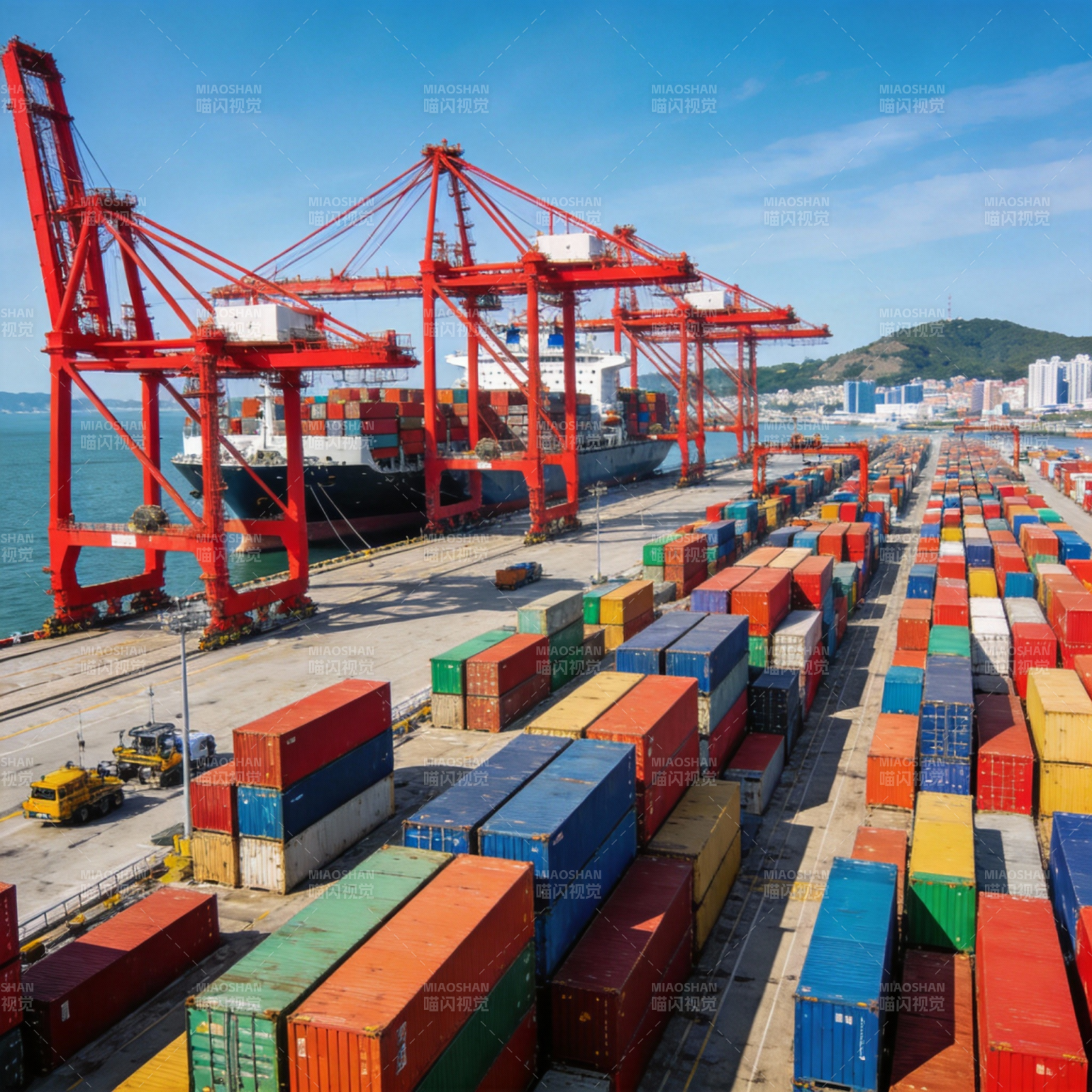 繁忙港口集装箱码头图片