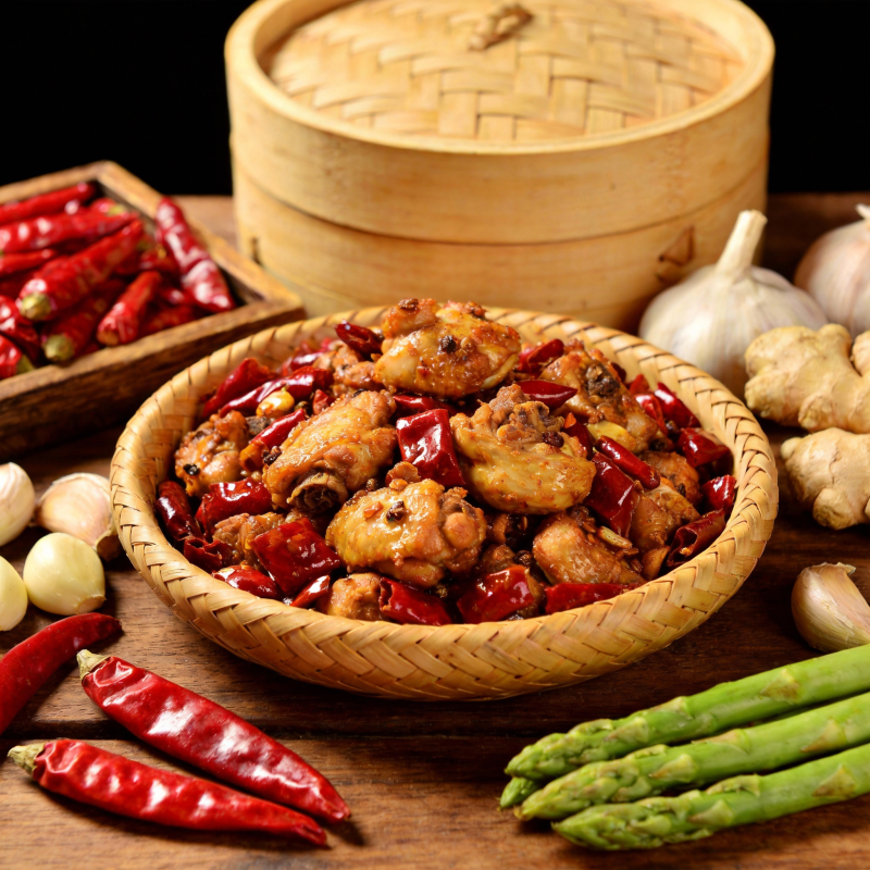 麻辣鸡翅配红椒图片