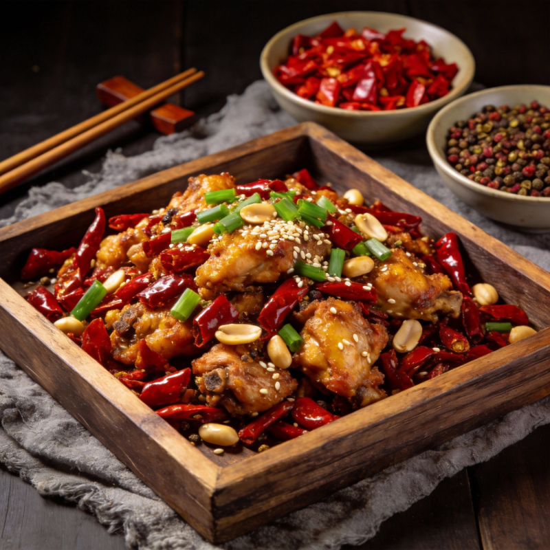 麻辣鸡块配花生图片