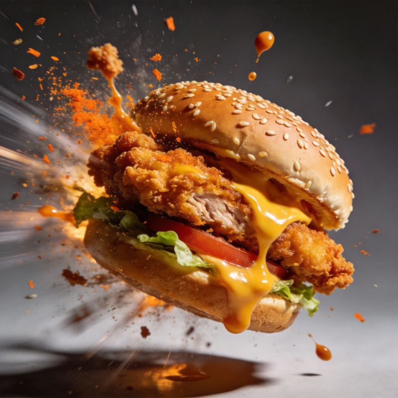 炸鸡堡爆汁瞬间图片