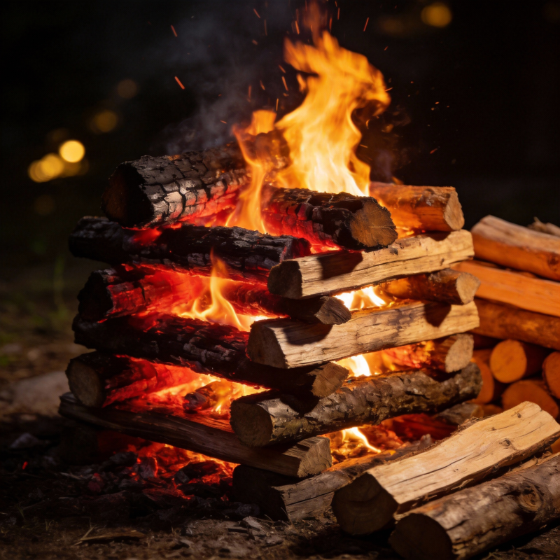 篝火燃烧夜景图片