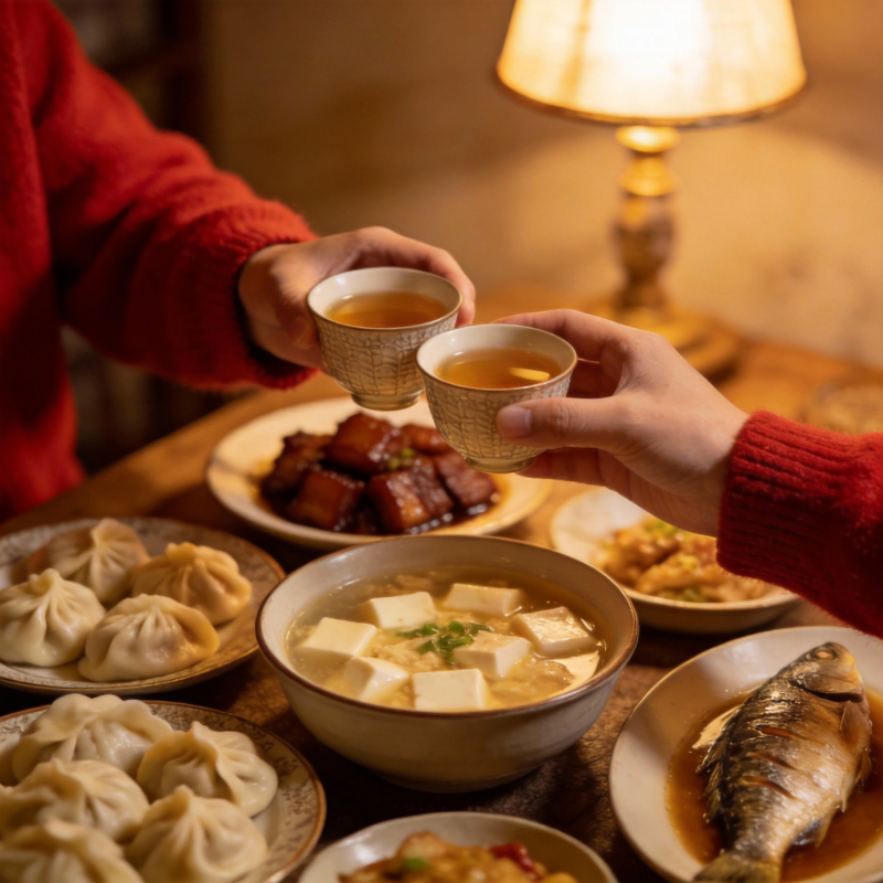 温馨共饮团圆饭图片