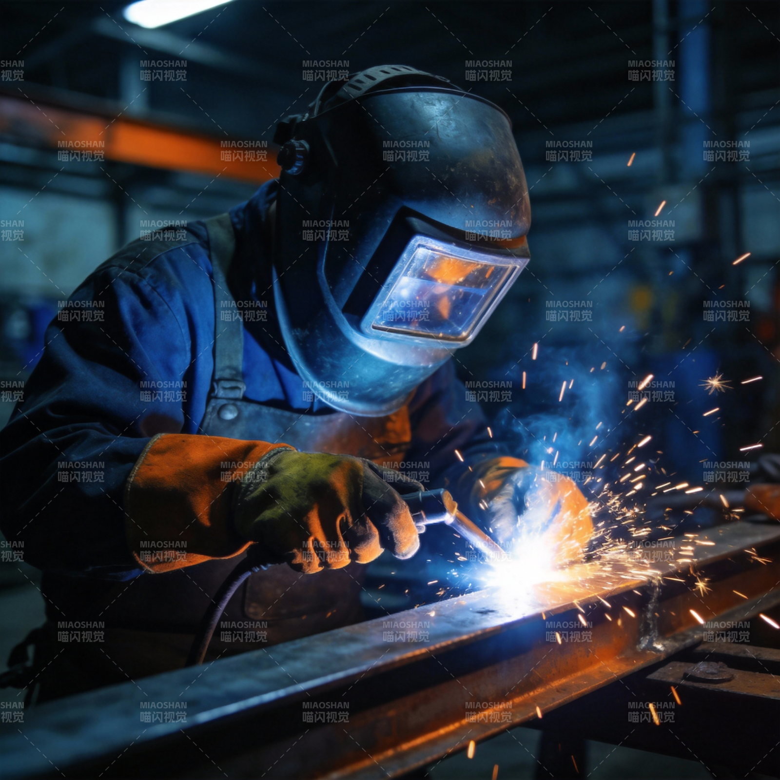 焊工在车间作业图片