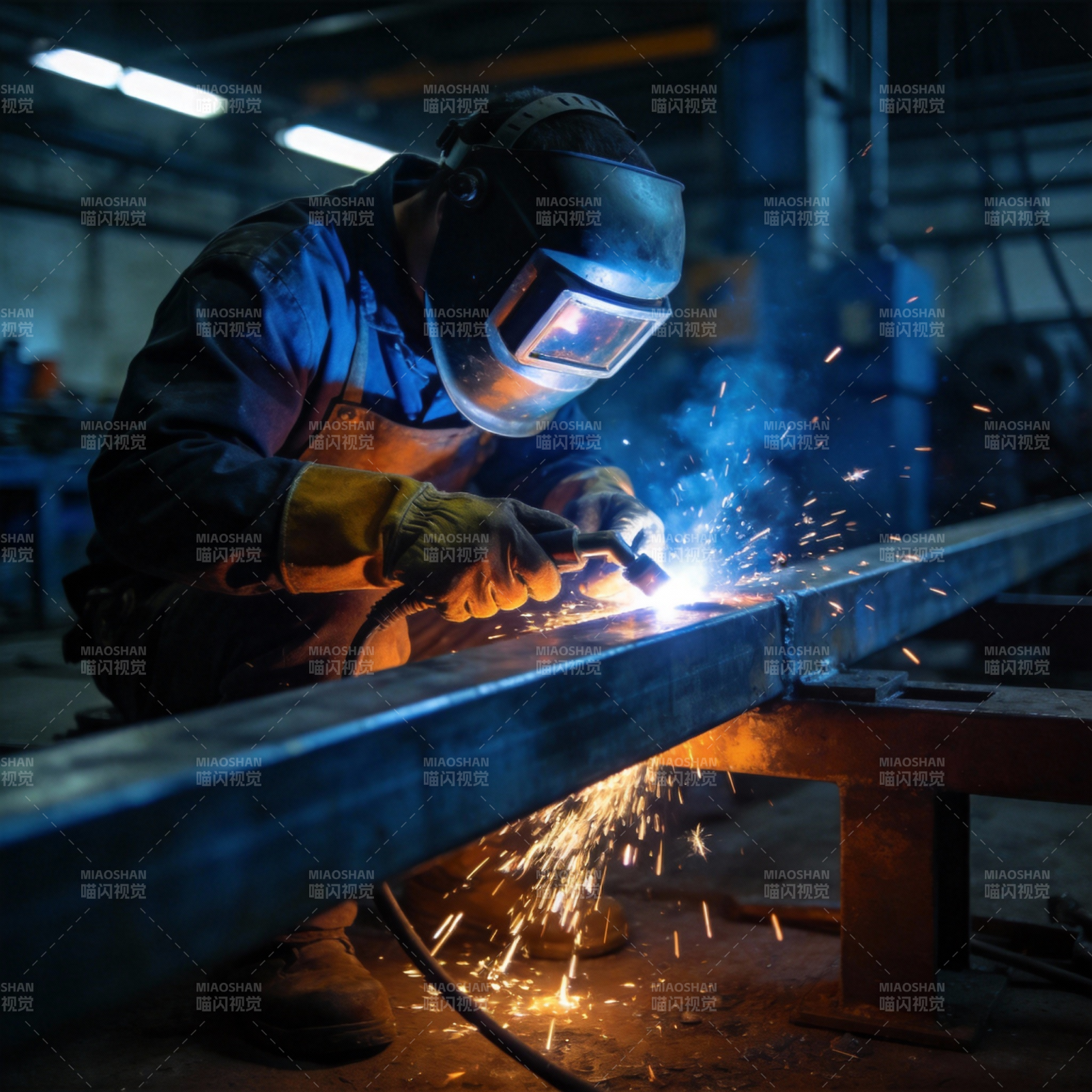 焊工在车间作业图片