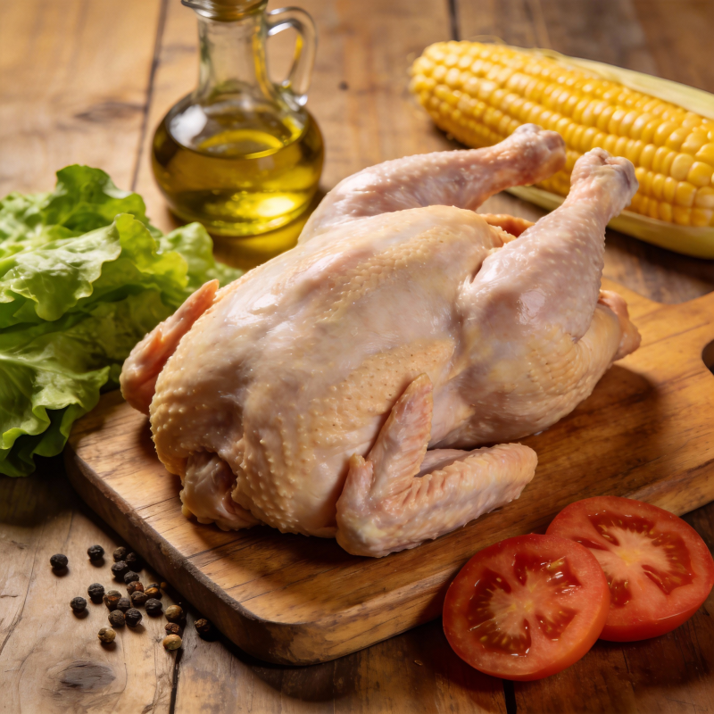 新鲜整鸡配蔬菜图片