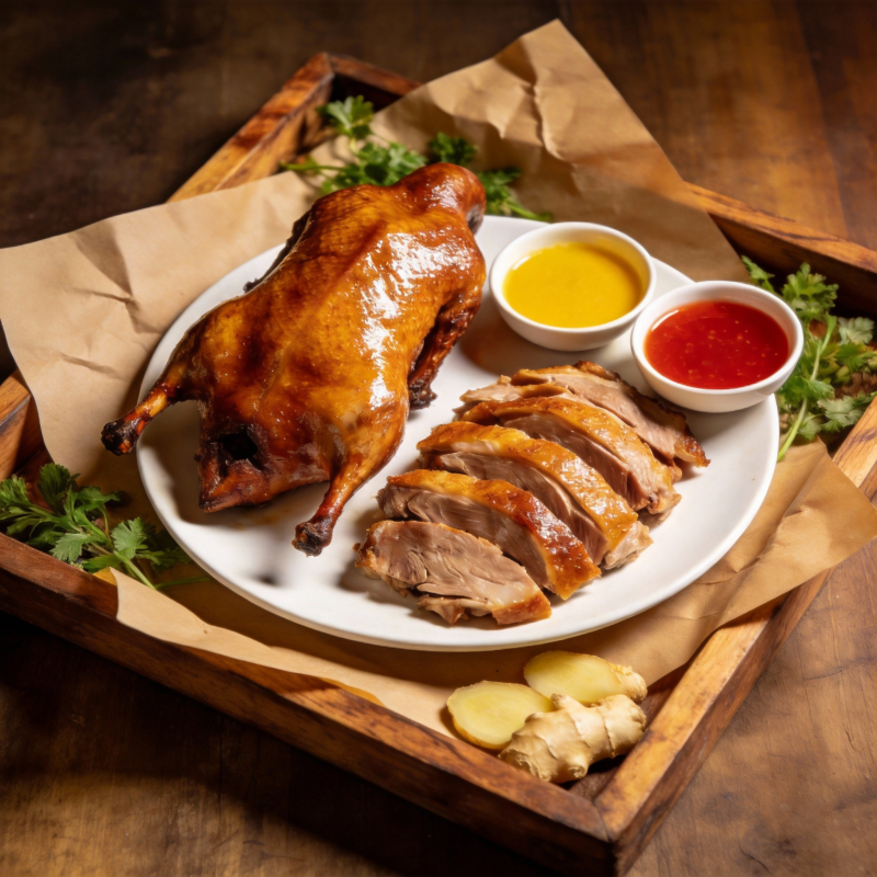烤鸭配酱料图片