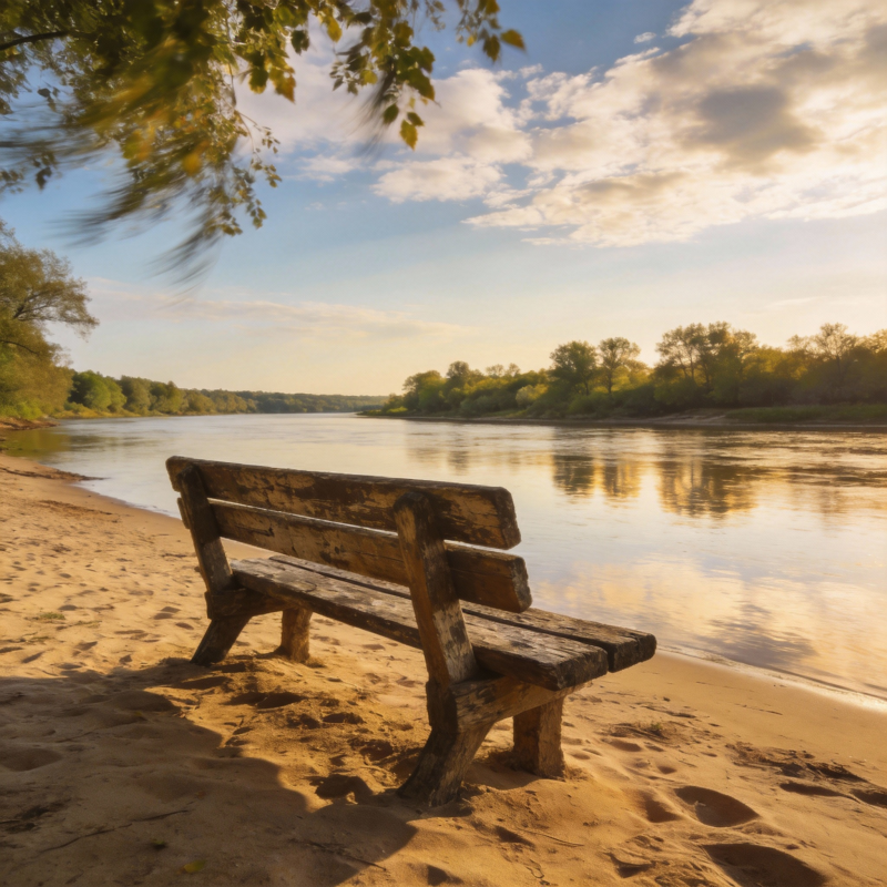河畔静坐 心归自然图片